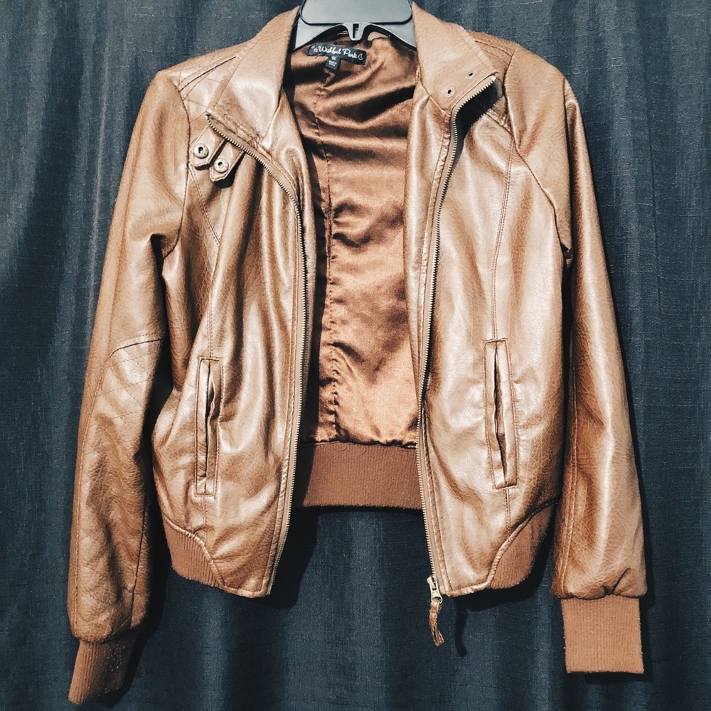 Faux leather bomber